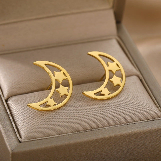 Adeline Earrings | Gold Half Moon Stud Earrings - Gold - Earrings