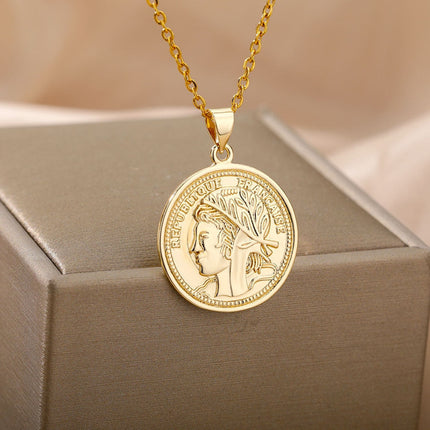 Adorer Pendant Necklace | Gold Coin - Gold - Necklaces
