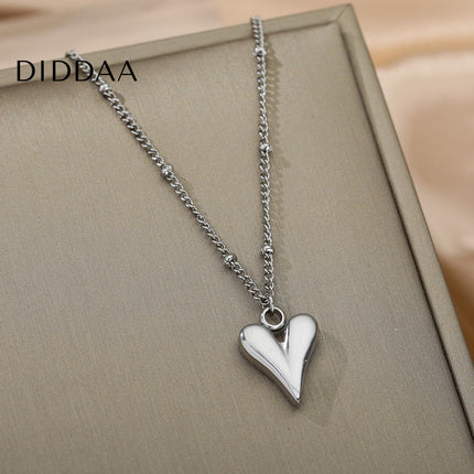 Alister Pendant Necklace | Silver Love Heart Slim Chain - SIlver - Necklaces