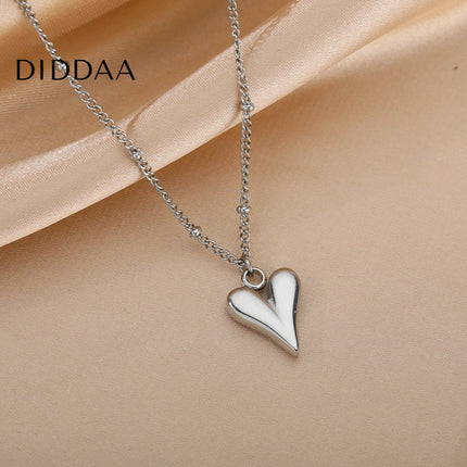 Alister Pendant Necklace | Silver Love Heart Slim Chain - SIlver - Necklaces