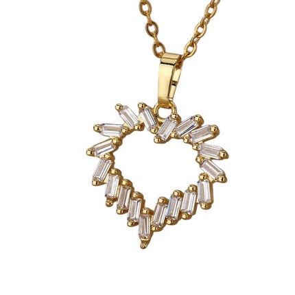 Amis Pendant Necklace | Gold Statement Zirconia Love Heart