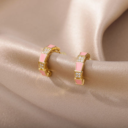 House of Shakespeare 14K Gold Plated Earrings Andorra Earrings | Gold Yellow Zirconia Hoop Earrings