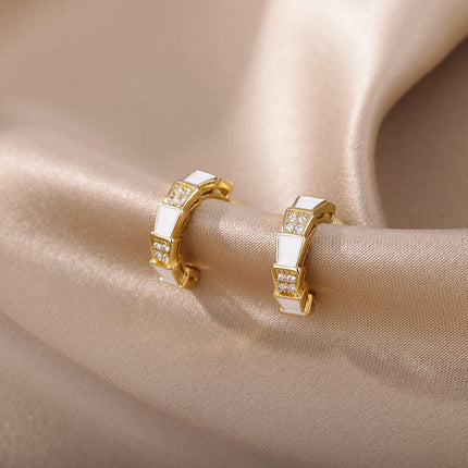 House of Shakespeare 14K Gold Plated Earrings Andorra Earrings | Gold Yellow Zirconia Hoop Earrings