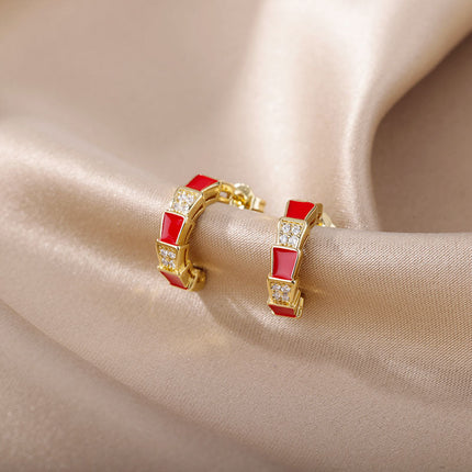 House of Shakespeare 14K Gold Plated Earrings Andorra Earrings | Gold Yellow Zirconia Hoop Earrings