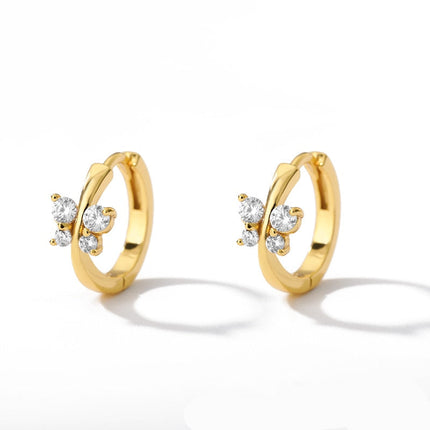 Andrea Earrings | Gold Butterfly Animal Zirconia Hoop Earrings