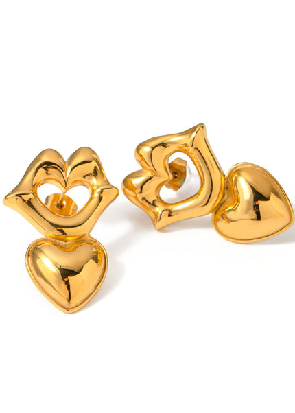 INS New 18k Gold Stainless Steel Lip Love Stud Earrings Jewelry Fashion Personality Ladies Gift Stainless Steel Jewelry