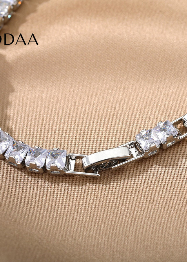 Assure Bracelet | Gold Zirconia Tennis Bracelet - Silver - Bracelets