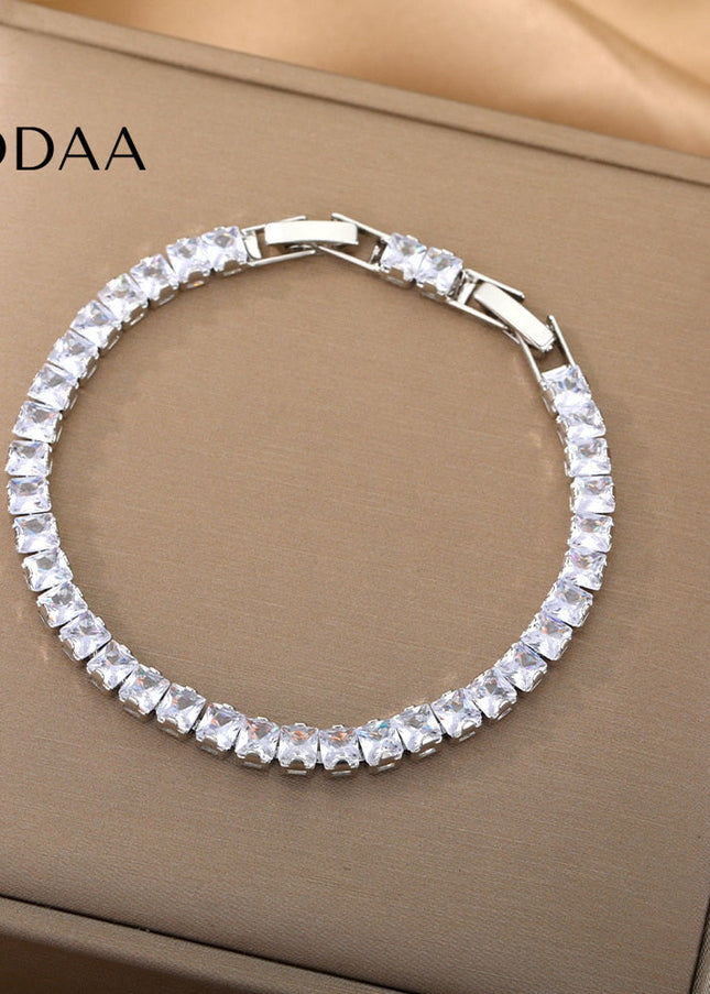 Assure Bracelet | Gold Zirconia Tennis Bracelet - Silver - Bracelets