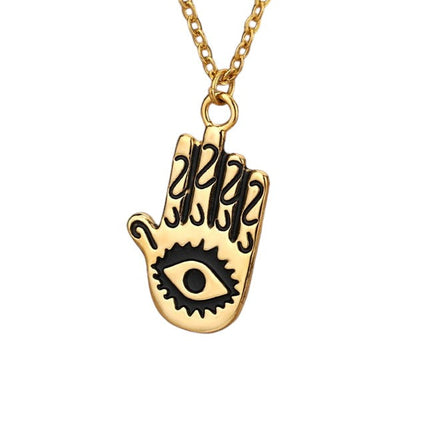 Aubre Pendant Necklace | Gold Silver Hand Eye Chain