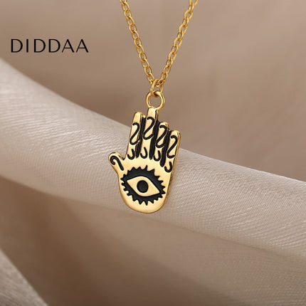 Aubre Pendant Necklace | Gold Silver Hand Eye Chain - Necklaces