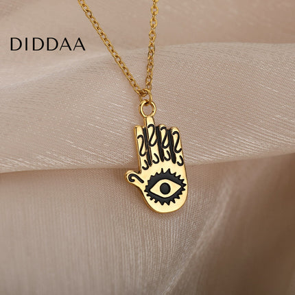 Aubre Pendant Necklace | Gold Silver Hand Eye Chain - Necklaces