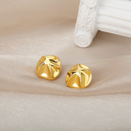 Audace Earrings | Gold Distressed Simple Stud Earrings - Gold - Earrings