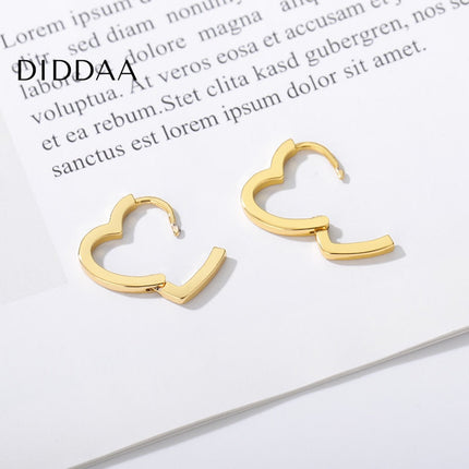 Azure Earrings | Gold Hollow Heart Cute Hoop Earrings - Earrings