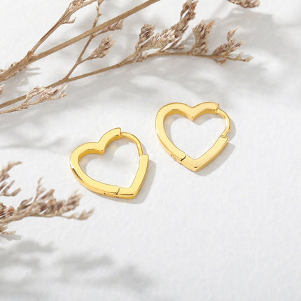 Azure Earrings | Gold Hollow Heart Cute Hoop Earrings - Gold - Earrings