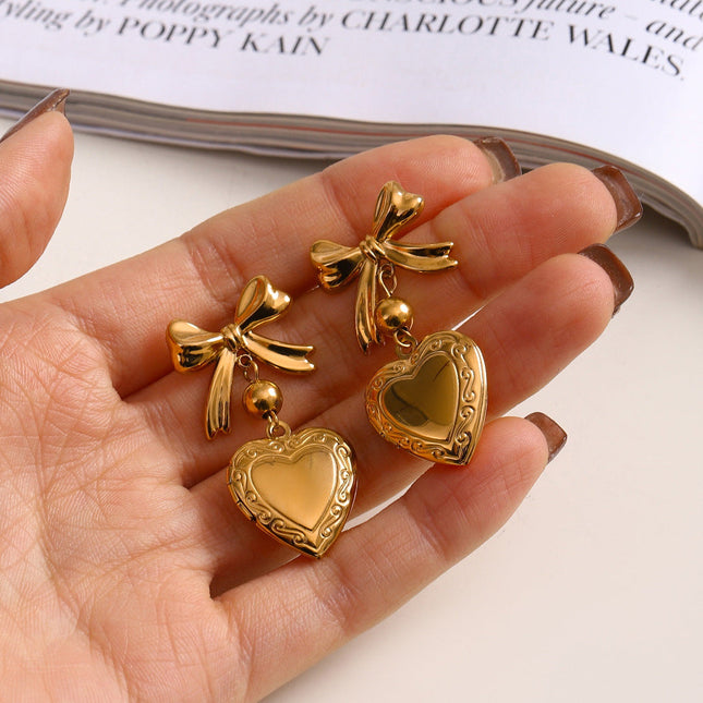 Jieding Europe and America 18k love titanium steel earrings light luxury high-end earrings do not fade ear jewelry stainless steel cross-border