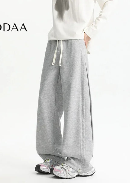 Beige Elastic Waist Patchwork Men Casual Pants Plus Size - Grey / S - Unisex Sweatpants