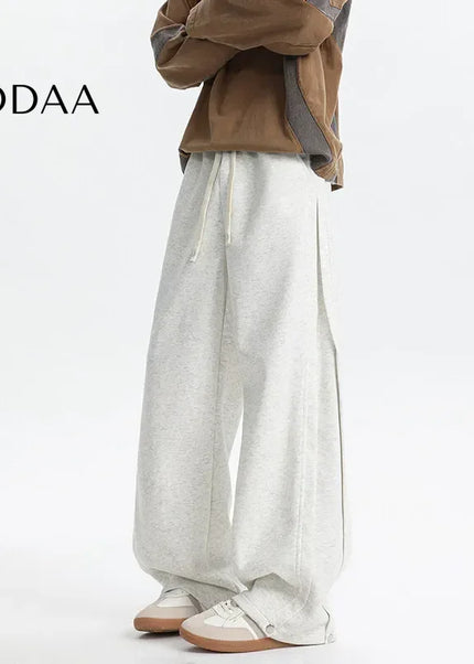 Beige Elastic Waist Patchwork Men Casual Pants Plus Size - Unisex Sweatpants