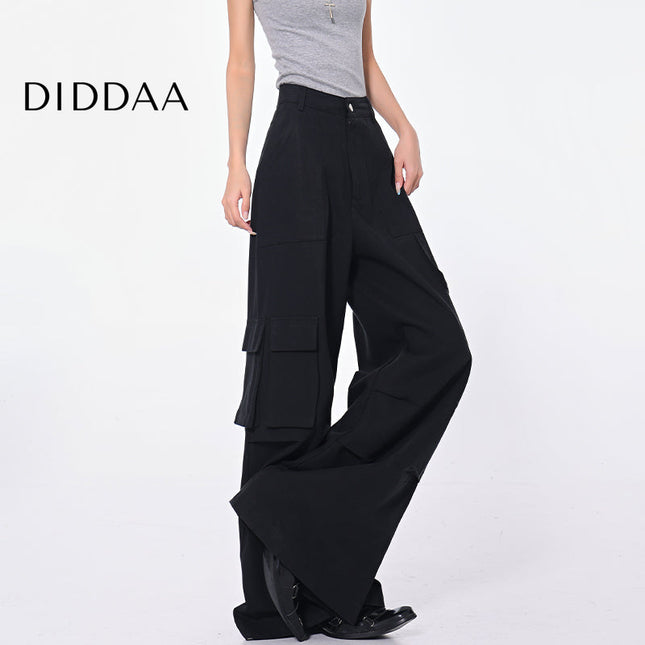 Beige High Waist Pleated Multi-Pocket Cargo Jeans - S / Black - Women’s Jeans