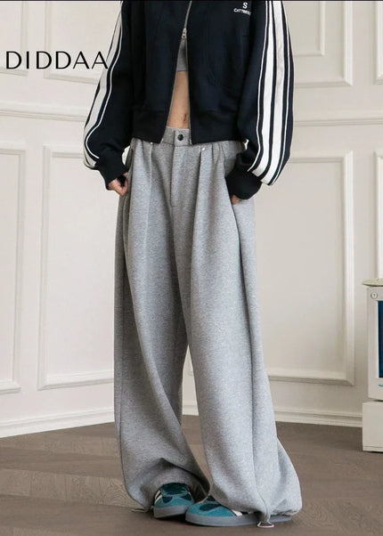 Beige Loose Fit Baggy Sweatpants Women Y2K Streetwear - Unisex Sweatpants