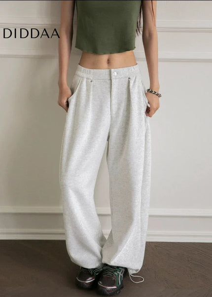 Beige Loose Fit Baggy Sweatpants Women Y2K Streetwear - Unisex Sweatpants