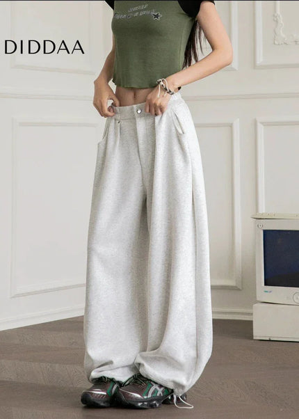 Beige Loose Fit Baggy Sweatpants Women Y2K Streetwear - Unisex Sweatpants