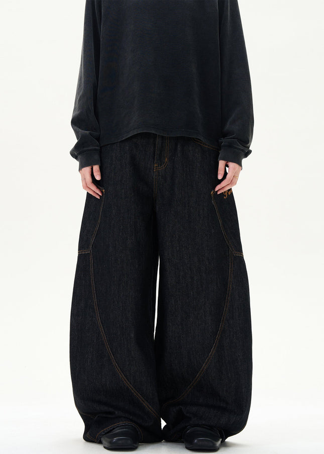 Beige Loose Fit Big Pocket Scimitar Pants for Men - Men’s Jeans