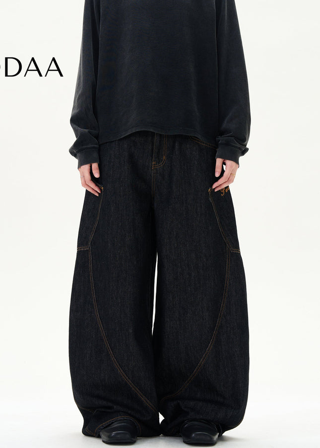 Beige Loose Fit Big Pocket Scimitar Pants for Men - S / Black - Men’s Jeans