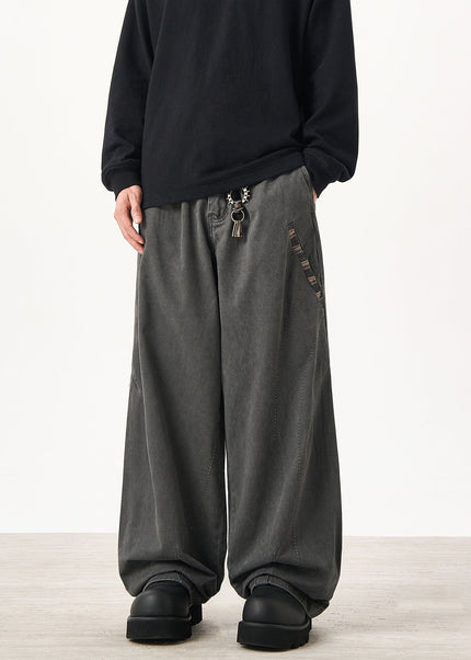 Beige Loose Fit Cargo Pants for Men with Vintage Style - Unisex Sweatpants