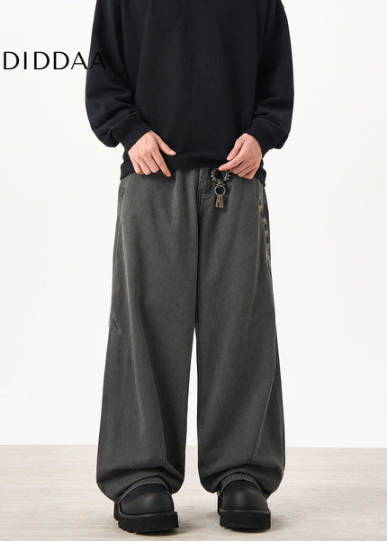 Beige Loose Fit Cargo Pants for Men with Vintage Style - Unisex Sweatpants