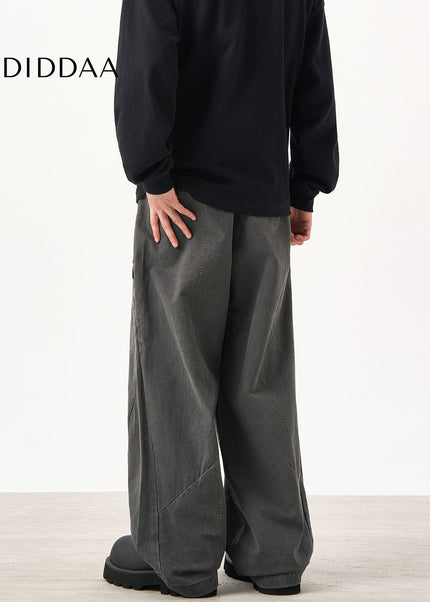 Beige Loose Fit Cargo Pants for Men with Vintage Style - Unisex Sweatpants