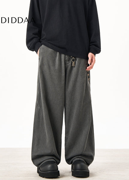 Beige Loose Fit Cargo Pants for Men with Vintage Style - Unisex Sweatpants