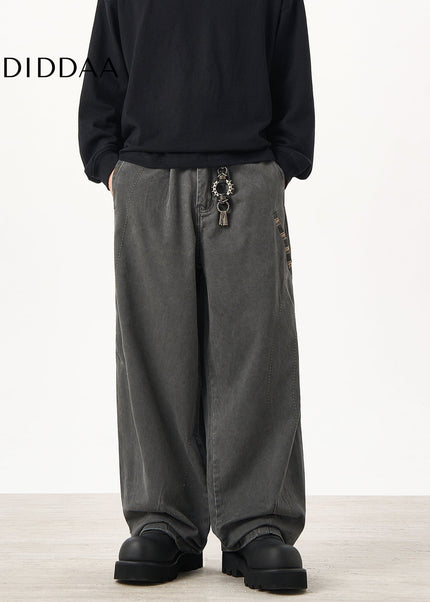 Beige Loose Fit Cargo Pants for Men with Vintage Style - Unisex Sweatpants