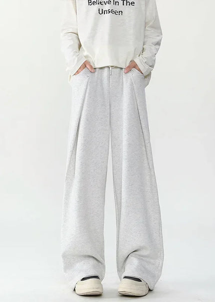 Beige Loose Fit Deconstructed Casual Pants For Men - Unisex Sweatpants