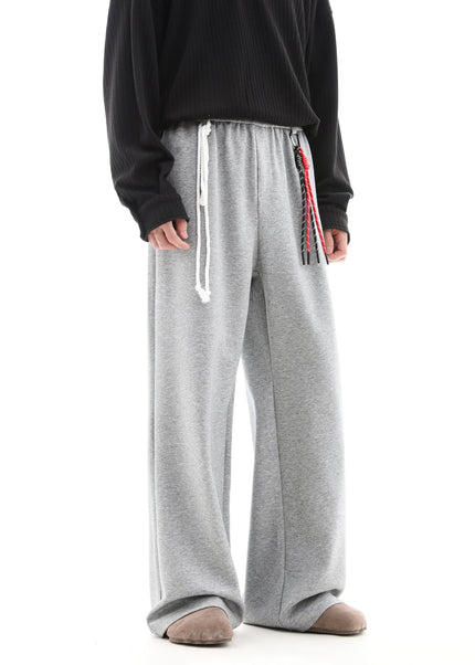 Beige Loose Fit Drape Wide Leg Pants for Men - Unisex Sweatpants