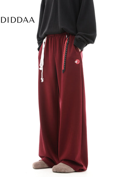 Beige Loose Fit Drape Wide Leg Pants for Men - Unisex Sweatpants