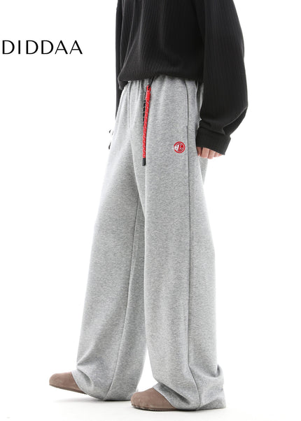 Beige Loose Fit Drape Wide Leg Pants for Men - Unisex Sweatpants