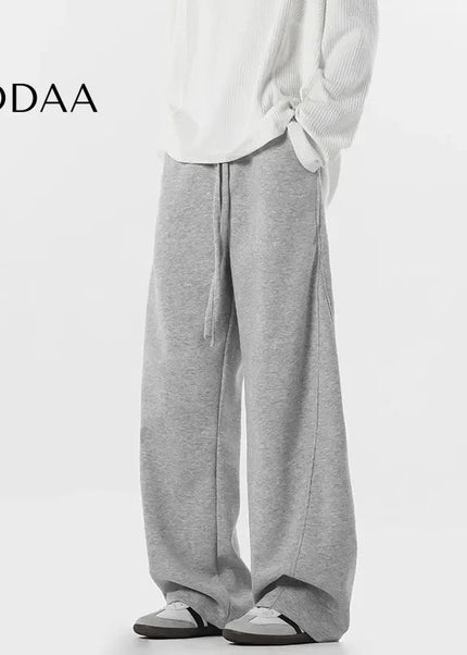 Beige Loose Fit Draped American Style Straight-Leg Pants - M / Grey - Unisex Sweatpants