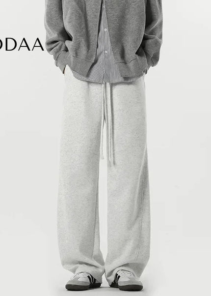 Beige Loose Fit Draped American Style Straight-Leg Pants - M / Light Grey - Unisex Sweatpants