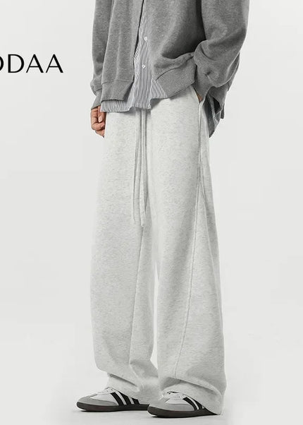 Beige Loose-Fit Men’s Casual Straight-Leg Trousers - M / Light Grey - Unisex Sweatpants