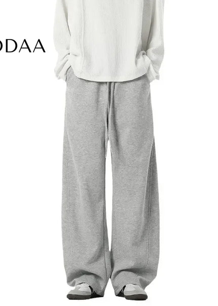 Beige Loose-Fit Men’s Casual Straight-Leg Trousers - Unisex Sweatpants