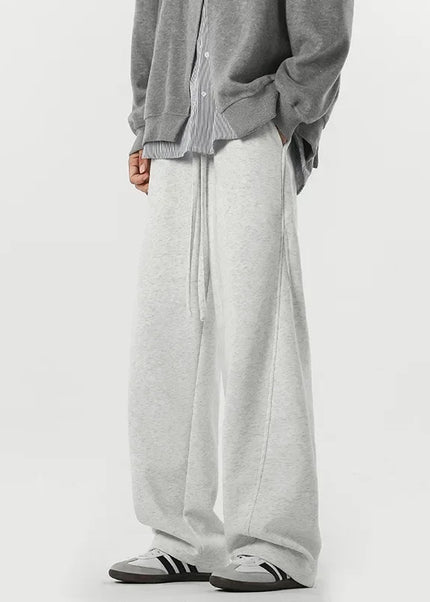 Beige Loose-Fit Men’s Casual Straight-Leg Trousers - Unisex Sweatpants