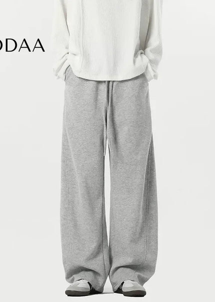 Beige Loose-Fit Men’s Casual Straight-Leg Trousers - Unisex Sweatpants