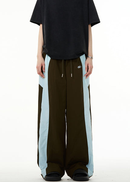 Beige Loose Fit Paratrooper Straight Leg Pants - Unisex Sweatpants