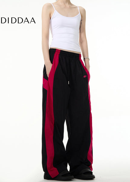 Beige Loose Fit Paratrooper Straight Leg Pants - Unisex Sweatpants