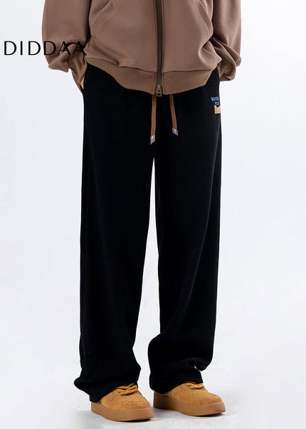 Beige Loose Fit Straight Sweatpants for Men - Unisex Sweatpants