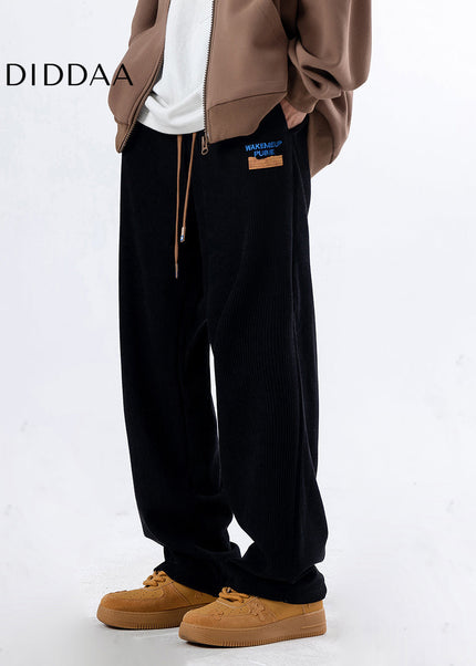 Beige Loose Fit Straight Sweatpants for Men - Unisex Sweatpants