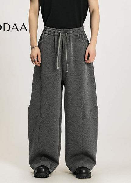 Beige Loose Knit Casual Sweatpants with Elastic Waistband - S / Dark Grey - Unisex Sweatpants