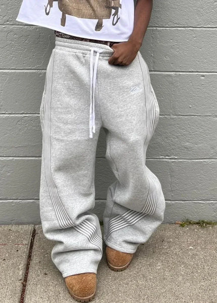 Beige Oversized Casual Wide Leg Trousers Y2k Harajuku Style - Unisex Sweatpants