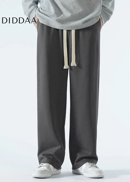 Beige Soft Wide Leg Casual Pants for Men - Dark Grey / S - Unisex Sweatpants