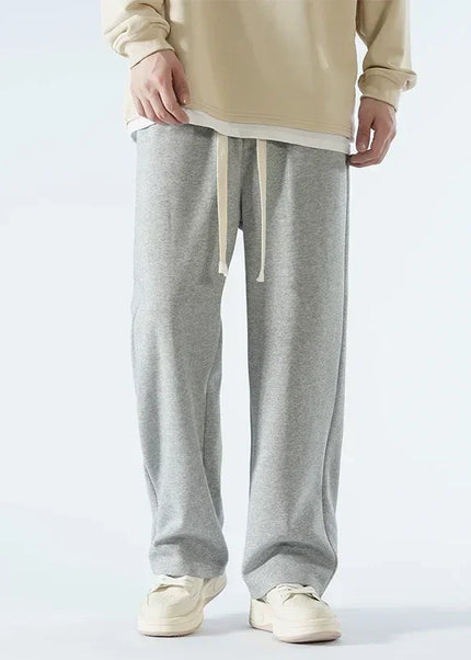 Beige Soft Wide Leg Casual Pants for Men - Unisex Sweatpants